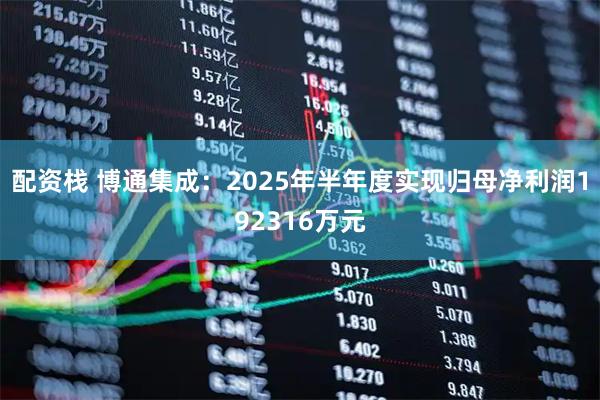 配资栈 博通集成：2025年半年度实现归母净利润192316万元